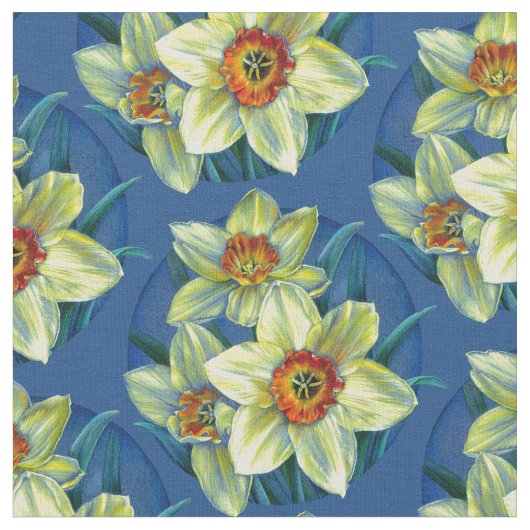 Daffodils lente botanische kunst waterverf stof (Close Up)