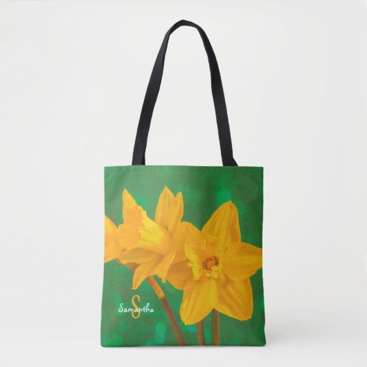 Daffodils on Green Tote bag (Voorkant)