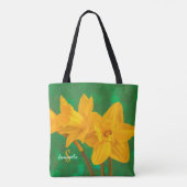 Daffodils on Green Tote bag (Achterkant)