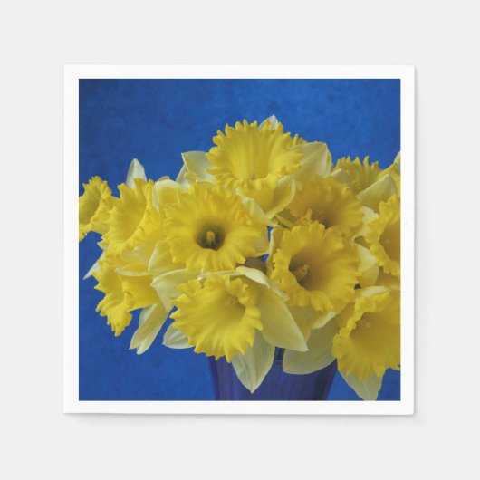 Daffodils op blauw servetten (Voorkant)