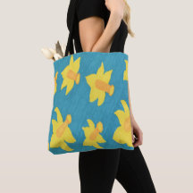 Daffodils op Blue Background Canvas tas