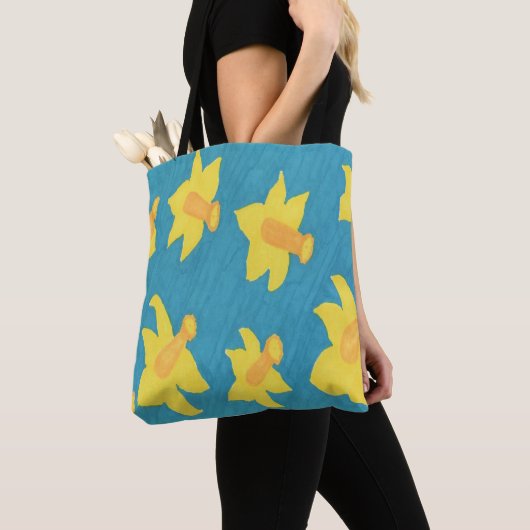 Daffodils op Blue Background Canvas tas (Dichtbij)