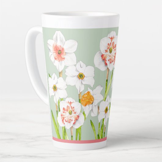 Daffodils op een Grote Latte Mok (Linkerhoek)