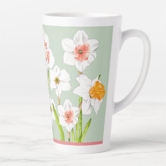 Daffodils op een Grote Latte Mok (Rechts)