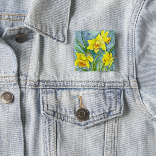 Daffodils Pin Vierkante Button 5,1 Cm (In situ)