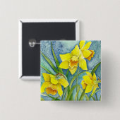 Daffodils Pin Vierkante Button 5,1 Cm (Voorkant /achterkant)