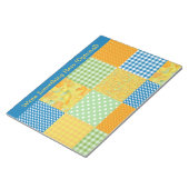 Daffodils, Polka Dots, Gingham Faux-Patchwork Notitieblok (Schuin)