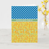 Daffodils, Polka Dots Verjaardag Kaart Welsh Groet (Gele Bloem)