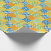 Daffodils, Polka's en controles Faux-Patchwork Cadeaupapier (Hoek)