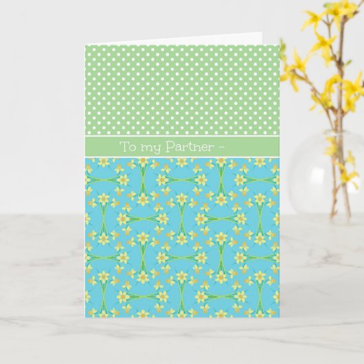 Daffodils, Polkas, marmerdag Kaart voor partner (Gele Bloem)