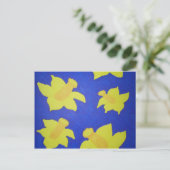 Daffodils Pop Art Blue Briefkaart (Staand voorkant)