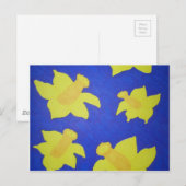 Daffodils Pop Art Blue Briefkaart (Voorkant / Achterkant)