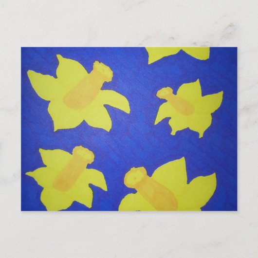 Daffodils Pop Art Blue Briefkaart (Voorkant)