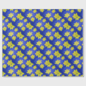 Daffodils Pop Art Blue Cadeaupapier (Vlak)