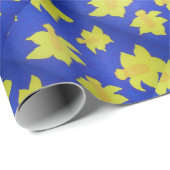 Daffodils Pop Art Blue Cadeaupapier (Rol Hoek)