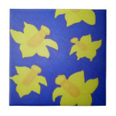 Daffodils Pop Art Blue Tegeltje (Voorkant)