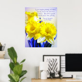 Daffodils pop art met Desiderata quote, geel Poster (Thuiskantoor)