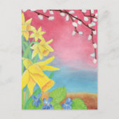 Daffodils, Salix caprea en Sweet violet Briefkaart (Voorkant)
