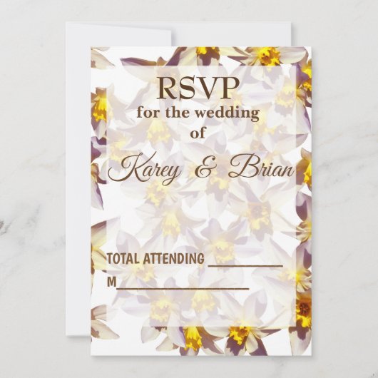 Daffodils Script, Elegante RSVP-fotokaart Kaart (Voorkant)