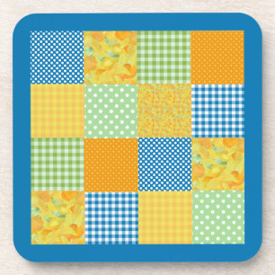 Daffodils set Onderzetters, country faux-patchwork Drankjes Onderzetter