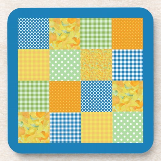 Daffodils set Onderzetters, country faux-patchwork Drankjes Onderzetter (Voorkant)