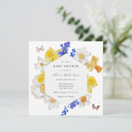 Daffodils Spring Flowers Baby shower Kaart (Staand voorkant)