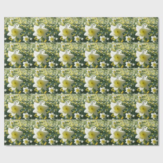 Daffodils Spring Flowers Pattern Wrapping Paper Cadeaupapier (Vlak)