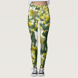Daffodils Spring Flowers White Legging
