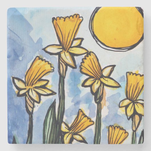 Daffodils Stenen Onderzetter (Voorkant)