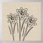 Daffodils Tekening Canvas Flower Poster (Voorkant)