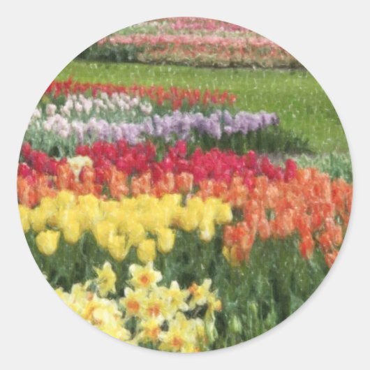 Daffodils Tulpen Hyacinten Potloden Ronde Sticker (Voorkant)
