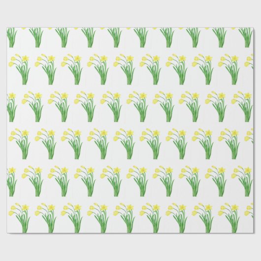 Daffodils Waterverf Gele bloem  lente Cadeaupapier (Vlak)