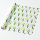 Daffodils Waterverf Gele bloem  lente Cadeaupapier (Uitgerold)