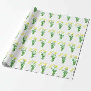 Daffodils Waterverf Gele bloem  lente Cadeaupapier