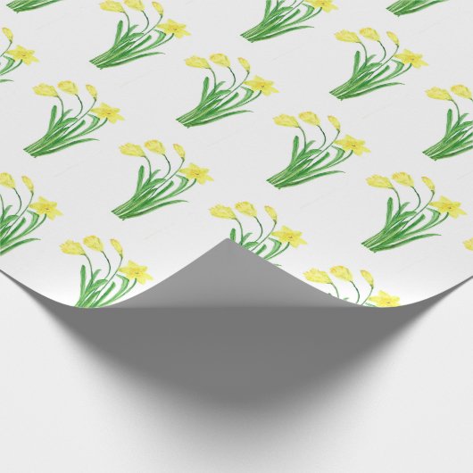 Daffodils Waterverf Gele bloem  lente Cadeaupapier (Hoek)