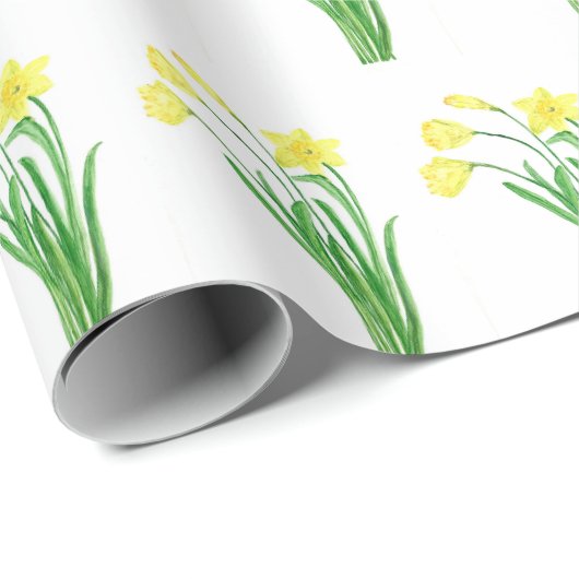 Daffodils Waterverf Gele bloem lente Cadeaupapier (Rol Hoek)