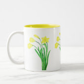 Daffodils Waterverf Yellow Floral Spring Coffee Tweekleurige Koffiemok (Links)