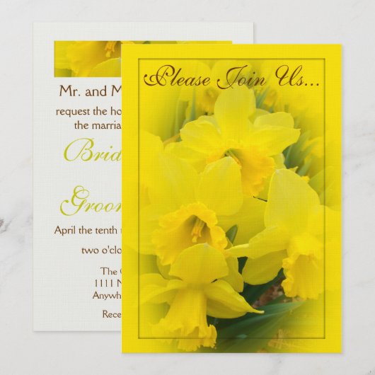 Daffodils Wedding II Kaart (Voorkant / Achterkant)