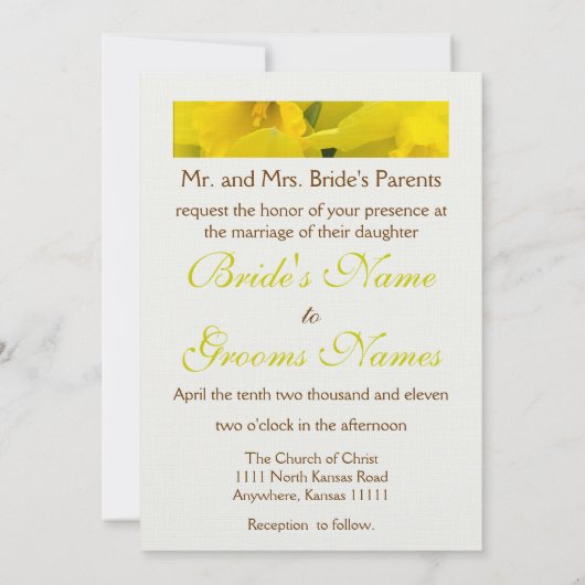 Daffodils Wedding II Kaart (Achterkant)