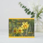 Daffodils Yellow Orange Cust. Get Well Postcard Feestdagenkaart (Staand voorkant)