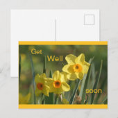 Daffodils Yellow Orange Cust. Get Well Postcard Feestdagenkaart (Voorkant / Achterkant)