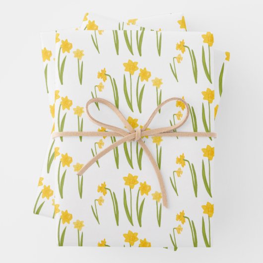 Daffodis Easter Spring Floral Pattern Bulbs Gift Inpakpapier Vel (In situ)