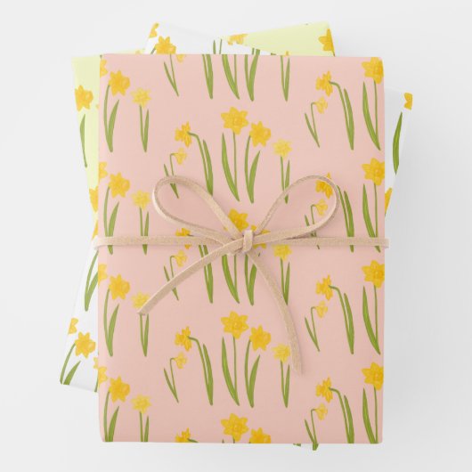 Daffodis Easter Spring Floral Pattern Bulbs Gift Inpakpapier Vel (In situ)