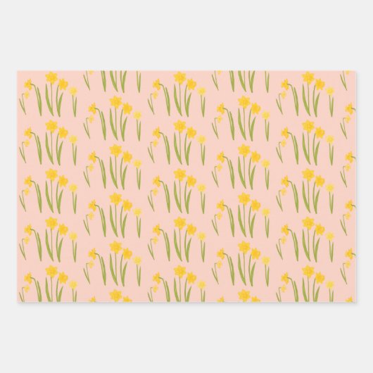 Daffodis Easter Spring Floral Pattern Bulbs Gift Inpakpapier Vel (Voorkant)