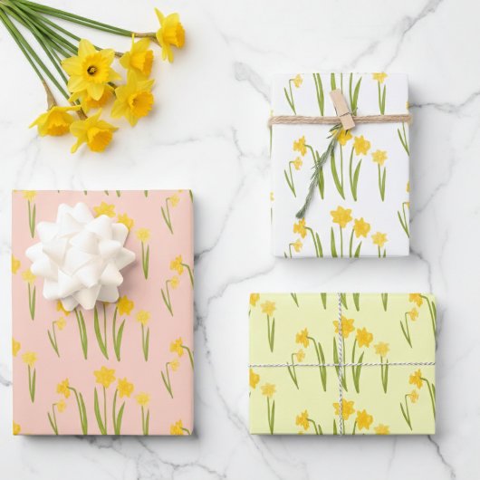 Daffodis Easter Spring Floral Pattern Bulbs Gift Inpakpapier Vel