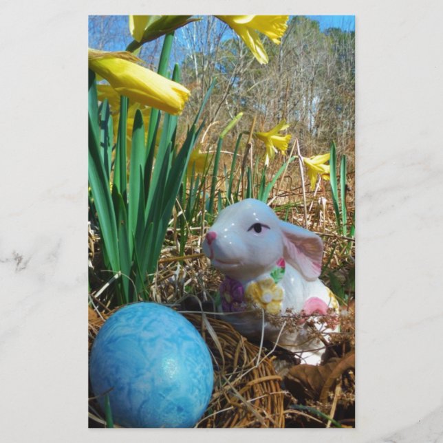 Daffodis en blauw paasei (Voorkant)