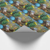 Daffodis en blauw paasei cadeaupapier (Hoek)