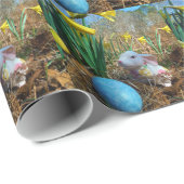 Daffodis en blauw paasei cadeaupapier (Rol Hoek)