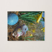 Daffodis en blauw paasei legpuzzel (Horizontaal)