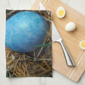 Daffodis en blauw paasei theedoek (Quarter Fold)